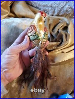 Mercury glass bird ornament Clip On MINT PERFECT 9 LARGE LOT OF 3 VINTAGE MINT