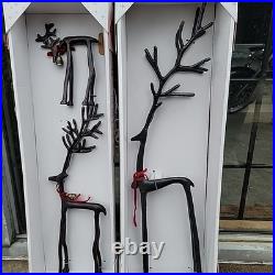 Merry Moments Sculpted Black Finish Reindeer Set (3pc) Pottery Barn Look NIB