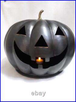 Metal Jack O Lantern Halloween Large Pumpkin Candle Tea Light Vtg Made In Turkey