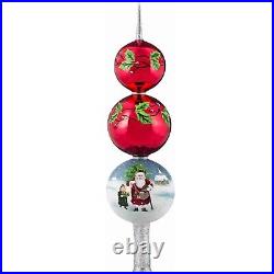 Metzler Brothers Father Frost Santa Finial Polish Glass Christmas Tree Topper Metzler Brothers Father Frost Santa Finial Polish Glass Christmas Tree Topper