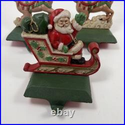 Midwest of Cannon Falls Santa & 2 Reindeer Cast Iron Stocking Hangers -Vintage