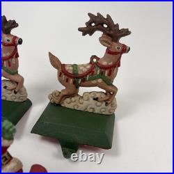 Midwest of Cannon Falls Santa & 2 Reindeer Cast Iron Stocking Hangers -Vintage