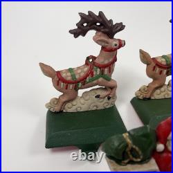 Midwest of Cannon Falls Santa & 2 Reindeer Cast Iron Stocking Hangers -Vintage