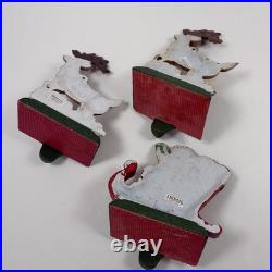 Midwest of Cannon Falls Santa & 2 Reindeer Cast Iron Stocking Hangers -Vintage