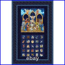 Missouri Star Nativity Advent Calendar Quilt 34x57 Wall Hanging Blue Christmas