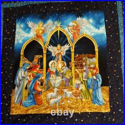 Missouri Star Nativity Advent Calendar Quilt 34x57 Wall Hanging Blue Christmas