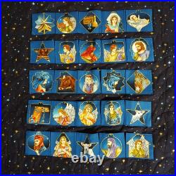 Missouri Star Nativity Advent Calendar Quilt 34x57 Wall Hanging Blue Christmas