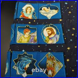 Missouri Star Nativity Advent Calendar Quilt 34x57 Wall Hanging Blue Christmas