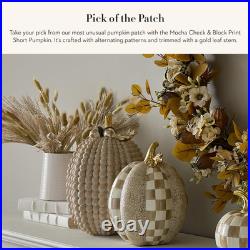Mocha Check Pumpkin Decor Charming Resin Halloween Accent Piece