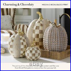 Mocha Check Pumpkin Decor Charming Resin Halloween Accent Piece