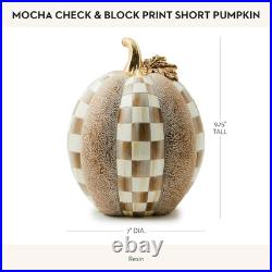Mocha Check Pumpkin Decor Charming Resin Halloween Accent Piece