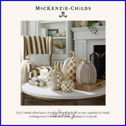 Mocha Check Pumpkin Decor Charming Resin Halloween Accent Piece