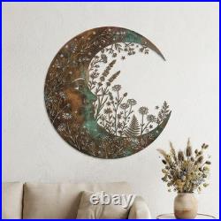 Moon Metal Wall Art Celestial Phase Botanical Crescent Boho Farmhouse Decor