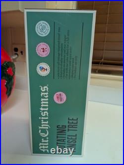 Mr Christmas 24 Rotating Tinsel Tree Silver Retro Vintage Style Ornaments New