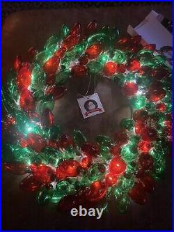 Mr. Christmas Nostalgic Bulb Wreath Red Green NWT Retro Lighted HTF Rare