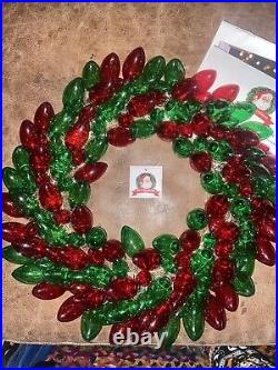 Mr. Christmas Nostalgic Bulb Wreath Red Green NWT Retro Lighted HTF Rare