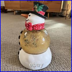 Mr Christmas Snowman Automated Snow Globe RARE RED BOW TIE Vtg Original