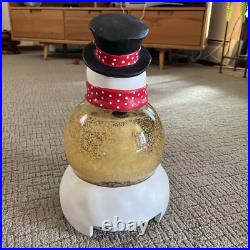Mr Christmas Snowman Automated Snow Globe RARE RED BOW TIE Vtg Original