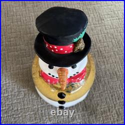 Mr Christmas Snowman Automated Snow Globe RARE RED BOW TIE Vtg Original