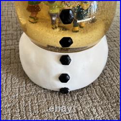 Mr Christmas Snowman Automated Snow Globe RARE RED BOW TIE Vtg Original