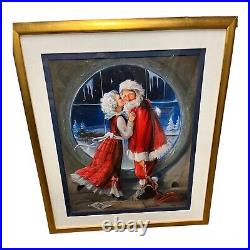 Mrs Claus Kissing Santa Wall Art