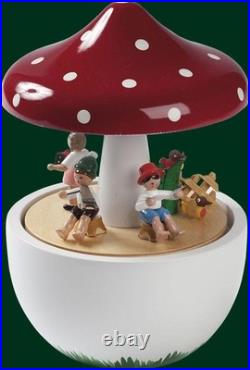 Music Box Mushroom Children's Concert 18 Note Mechanism Seiffen Erzgebirge 08537