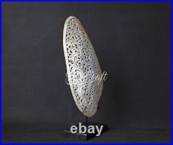 Mussels Clam Shell Carving Floral Premium Stand Wooden Base, Decorative Shells