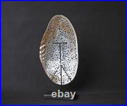Mussels Clam Shell Carving Floral Premium Stand Wooden Base, Decorative Shells