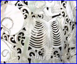 Mussels Clam Shell Carving Skulls + Premium Stand Wooden Base, Decorative Shells