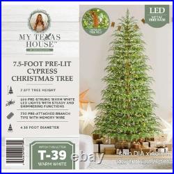 My Texas House 2025 7.5ft Cypress Pre-Lit Artificial Christmas Tree 500 LEDs