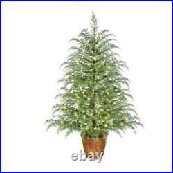 My Texas House 4FT Pre-Lit Cypress Pot Artificial Christmas Tree 4 Foot NEW