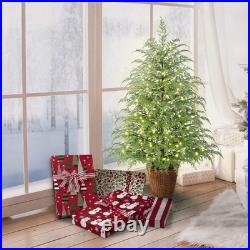 My Texas House 4FT Pre-Lit Cypress Pot Artificial Christmas Tree 4 Foot NEW