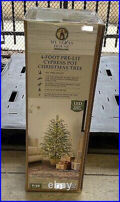 My Texas House 4FT Pre-Lit Cypress Potted Tree Christmas 100 Lights SHIPS TODAY