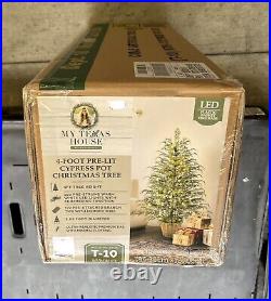 My Texas House 4FT Pre-Lit Cypress Potted Tree Christmas 100 Lights SHIPS TODAY