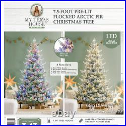 My Texas House 7.5-Foot Pre-Lit Green Flocked Arctic Fir Artificial Christmas