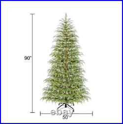 My Texas House 7.5' Pre-lit Twinkle LED Cypress Artificial Christmas Tree, Green