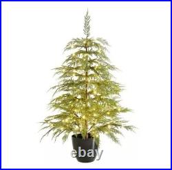 My Texas House Potted 4FT Pre-Lit Cypress Artificial Christmas Tree 100 Lights