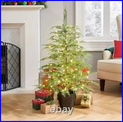 My Texas House Potted 4FT Pre-Lit Cypress Artificial Christmas Tree 100 Lights