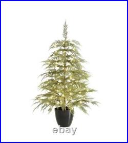 My Texas House Potted 4' Pre-Lit Cypress Artificial Christmas Tree 100 LED NEW