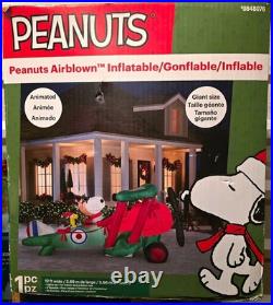 NEW 12 ft Snoopy Peanuts Airplane Inflatable Animated Outdoor Decor