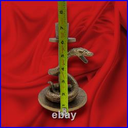 NEW 2 x Pottery Barn Gold Metal Snake Serpent Spooky Halloween Candle Holders