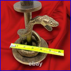 NEW 2 x Pottery Barn Gold Metal Snake Serpent Spooky Halloween Candle Holders