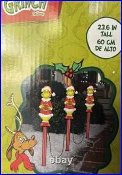 NEW Christmas Dr. Seuss The Grinch LED Lightshow Outdoor Pathway Markers Stakes