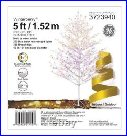 NEW GE Color Choice 5-ft Winterberry Pre-lit White Artificial Christmas Tree