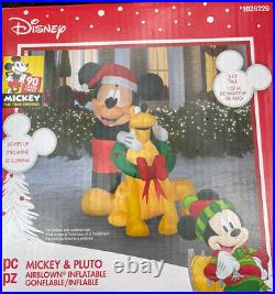 NEW Gemmy Disney Christmas 5' Mickey Mouse & Pluto Lighted Inflatable Airblown