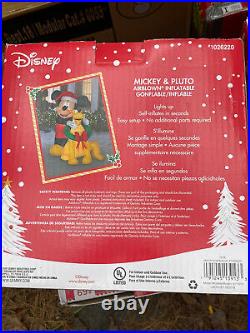NEW Gemmy Disney Christmas 5' Mickey Mouse & Pluto Lighted Inflatable Airblown
