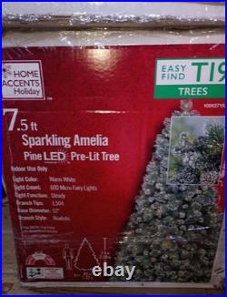 NEW Home Accents Holiday 7.5 ft. Pre-Lit LED Sparkling Amelia Frosted Pine Tree