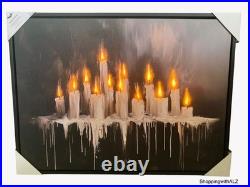 NEW Kirklands LED Light Up Spooky Candles Framed Wall Art Halloween 23 X 31