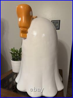 NEW LARGE 24 Halloween Summerween Large Ghost with Orange & White Polka Dot Bow