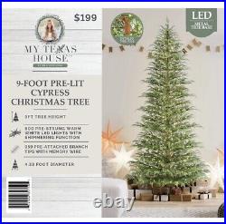 NEW MY TEXAS HOUSE 9ft PRE-LIT TWINKLE LED CYPRESS ARTIFICIAL CHRISTMAS TREE